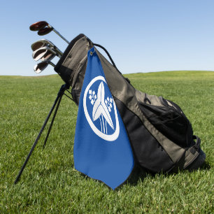 Standing arrowhead in a circle golf balls towel
