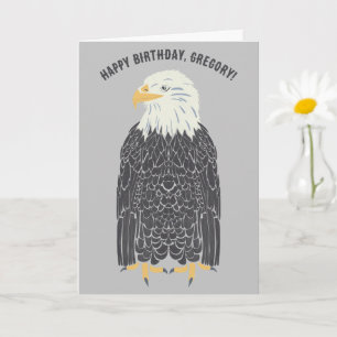 Standing Bald Eagle Illustration Personalised Card
