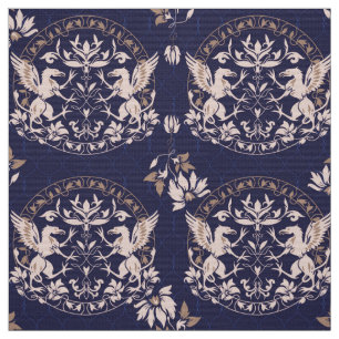 Standing Black Griffin with flower patter DIY Fabric