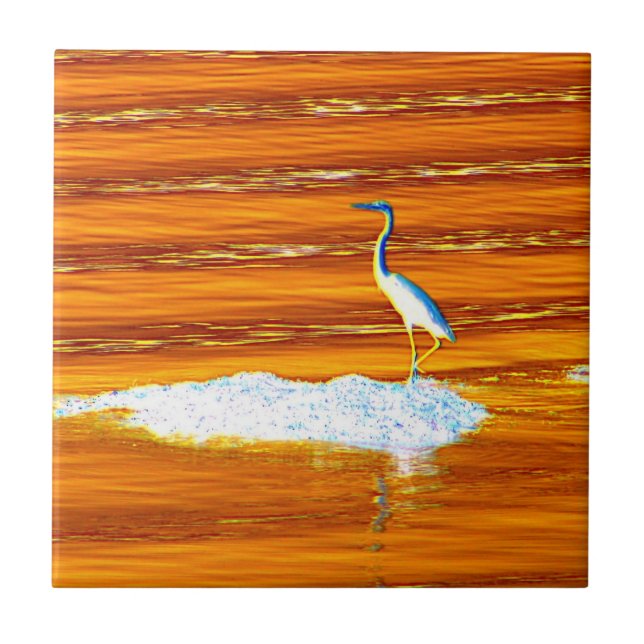 standing blue heron tile (Front)