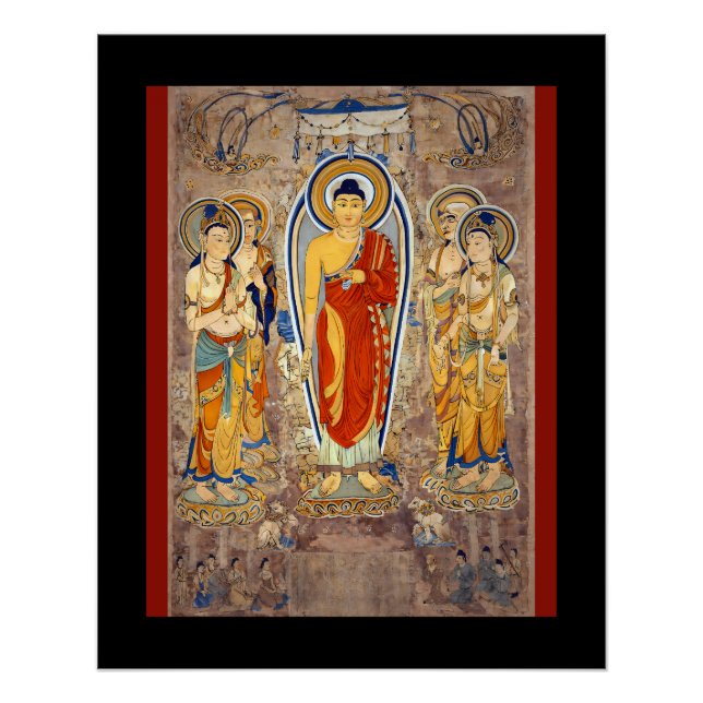 Standing Buddha Tang Dynasty Mogao Caves Silk Road Poster (Front)