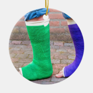 Standing child with two colourful gypsum legs ceramic ornament