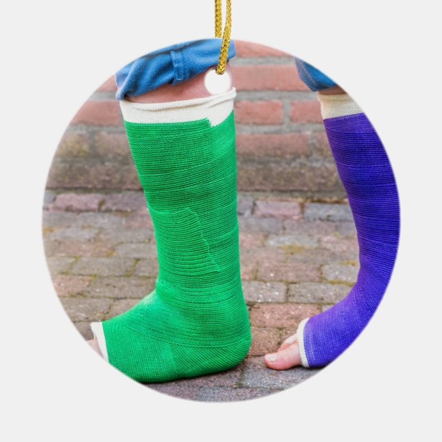 Standing child with two colourful gypsum legs ceramic ornament (Front)