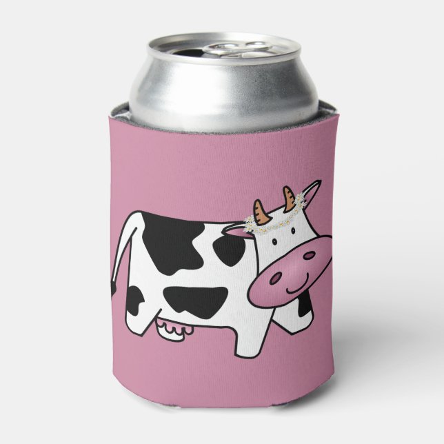 Standing Cow with Daisies Can Cooler (Can Front)