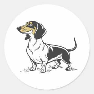 Standing Dachshund dog isolated Classic Round Sticker