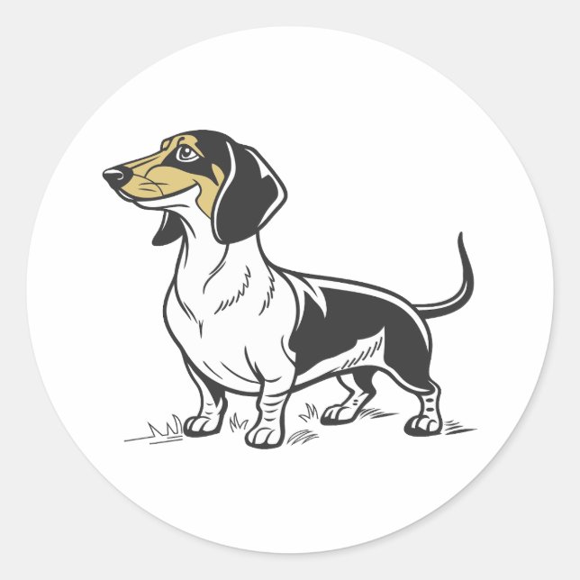 Standing Dachshund dog isolated Classic Round Sticker (Front)