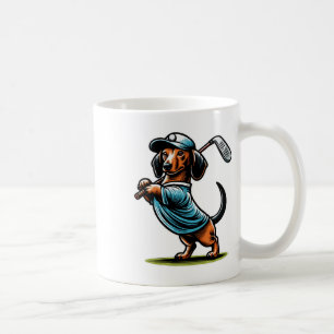 Standing Dachshund Wiener Dog Swinging Golf Club Coffee Mug