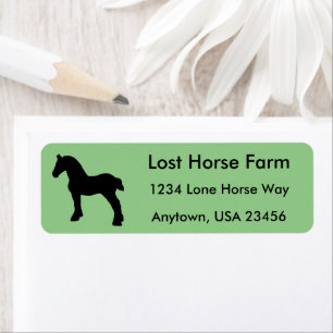 Standing Draught Horse Silhouette Western Equine A Return Address Label