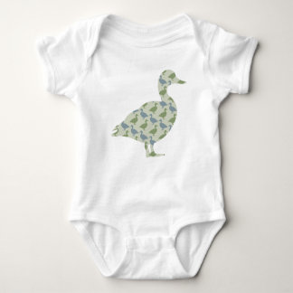 Standing Duck with Diagonal Duck Silhouette Baby Bodysuit