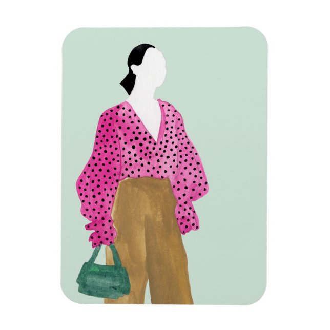 Standing Fashion Figure - Polka Dot Top Magnet (Vertical)