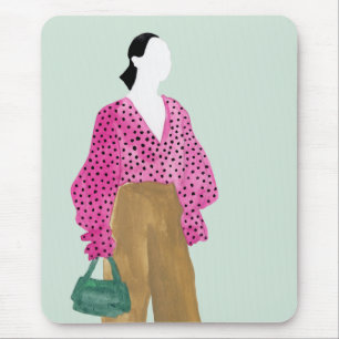 Standing Fashion Figure - Polka Dot Top Mouse Pad
