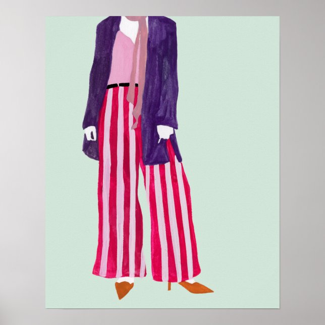 Standing Fashion Figure - Striped Pants Poster (Front)