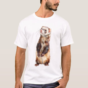 Standing Ferret Watercolor Illustration Men T-Shirt
