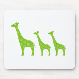 Standing Giraffe (Green) Mouse Pad