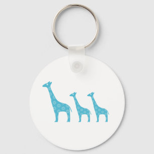 Standing Giraffes (Blue) Key Ring