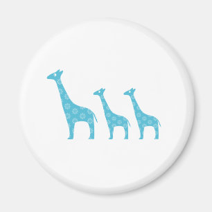 Standing Giraffes (Blue) Magnet