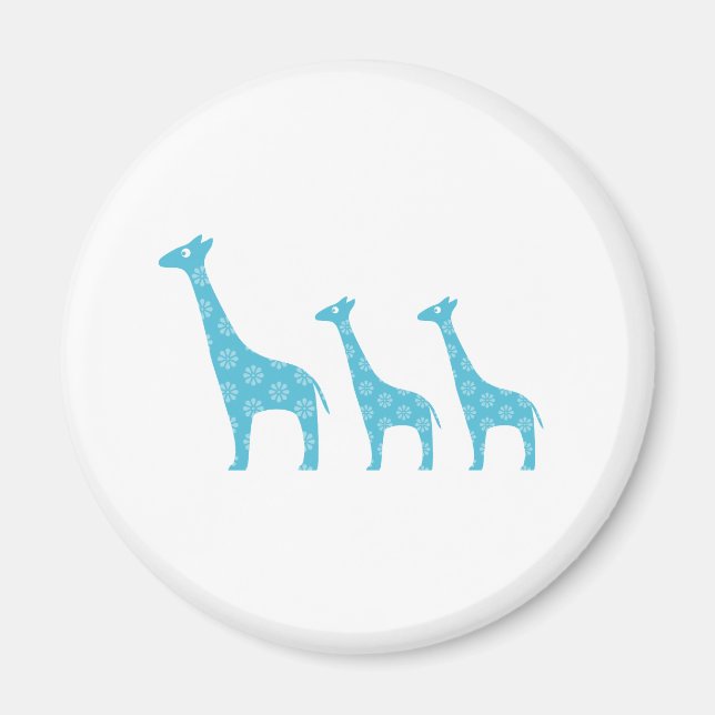 Standing Giraffes (Blue) Magnet (Front)