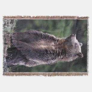 Standing Grizzly Bear Throw Blanket