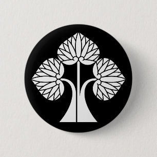 Standing hollyhocks 6 cm round badge