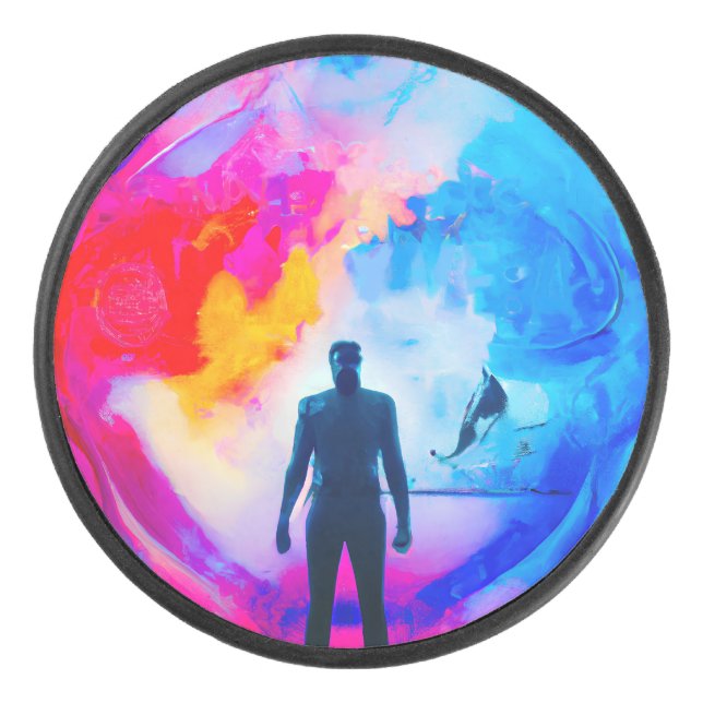 Standing in Colours Hockey Puck (Front)