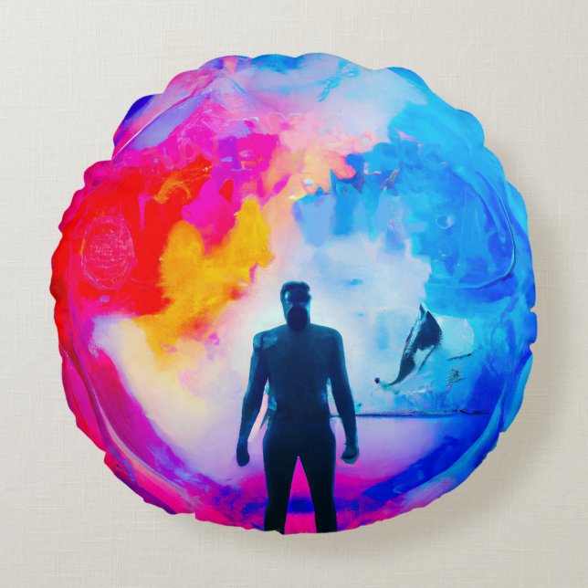 Standing in Colours Round Cushion (Front)