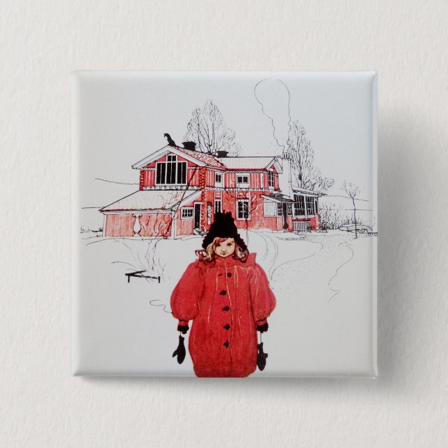 Standing in Winter Snow 15 Cm Square Badge (Front)
