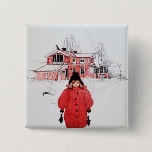 Standing in Winter Snow 15 Cm Square Badge