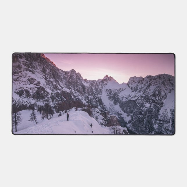 Standing in winter wonderland desk mat (Front)