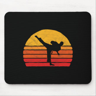 Standing Karate Kick 80's Sun Style Graphic  Mouse Pad