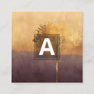 Standing Light Tree Minimal Design Square Business Card