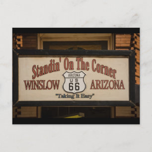 Standing On The Corner in Winslow, AZ. Postcard