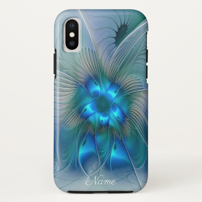 Standing Ovations, Abstract Blue Fractal Art Name Case-Mate iPhone Case (Back)