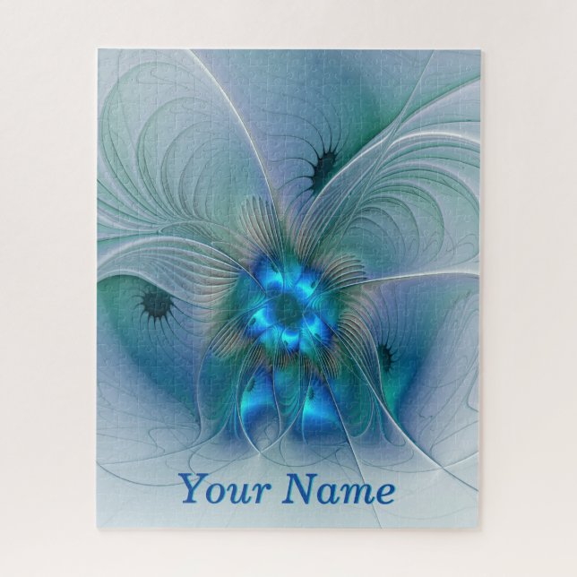 Standing Ovations Abstract Blue Fractal Art Name Jigsaw Puzzle (Vertical)