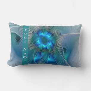 Standing Ovations, Abstract Blue Fractal Art Name Lumbar Cushion