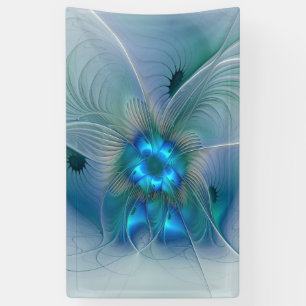 Standing Ovations, Abstract Blue Turquoise Fractal Banner