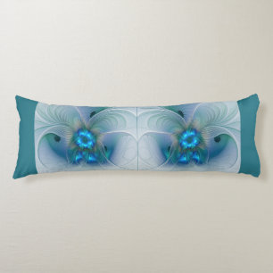 Standing Ovations, Abstract Blue Turquoise Fractal Body Cushion
