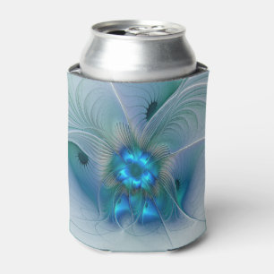Standing Ovations, Abstract Blue Turquoise Fractal Can Cooler