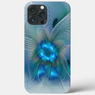 Standing Ovations, Abstract Blue Turquoise Fractal iPhone 13 Pro Max Case
