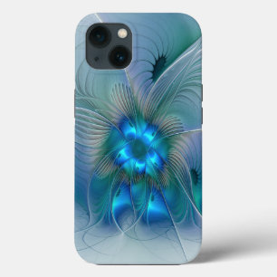 Standing Ovations, Abstract Blue Turquoise Fractal iPhone 13 Case