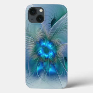 Standing Ovations, Abstract Blue Turquoise Fractal iPhone 13 Case