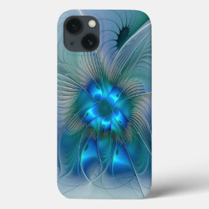 Standing Ovations, Abstract Blue Turquoise Fractal iPhone 13 Case