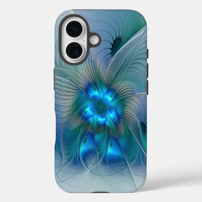 Standing Ovations, Abstract Blue Turquoise Fractal Case-Mate iPhone Case (Back)