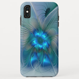 Standing Ovations, Abstract Blue Turquoise Fractal iPhone XS Max Case