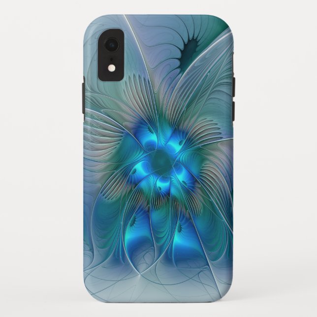 Standing Ovations, Abstract Blue Turquoise Fractal Case-Mate iPhone Case (Back)