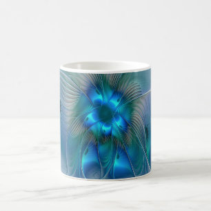 Standing Ovations, Abstract Blue Turquoise Fractal Coffee Mug