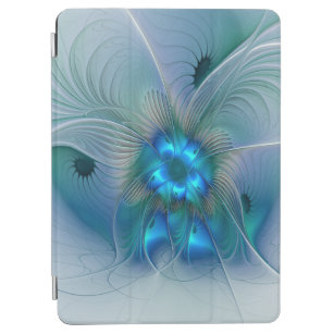 Standing Ovations, Abstract Blue Turquoise Fractal iPad Air Cover