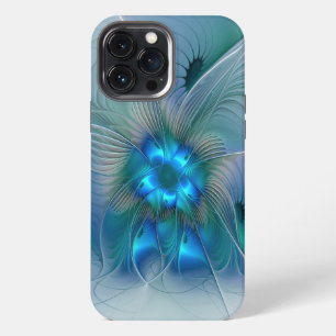 Standing Ovations, Abstract Blue Turquoise Fractal iPhone 13 Pro Max Case