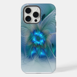 Standing Ovations, Abstract Blue Turquoise Fractal iPhone 15 Pro Max Case