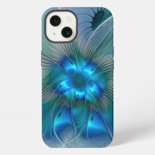 Standing Ovations, Abstract Blue Turquoise Fractal iPhone Case