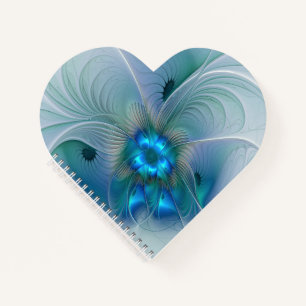 Standing Ovations, Abstract Blue Turquoise Fractal Notebook